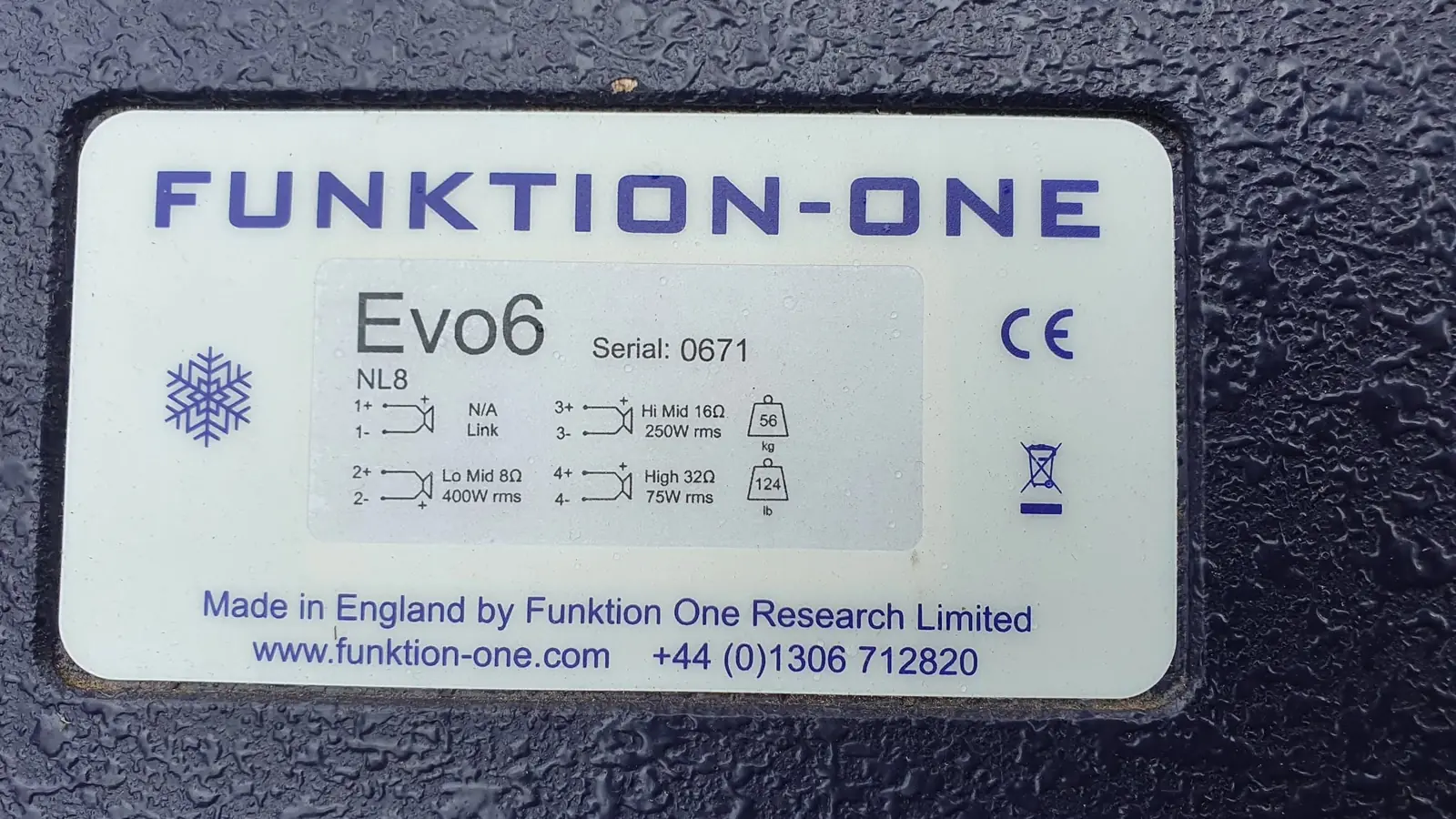 Funktion-One Evo 6 speaker label