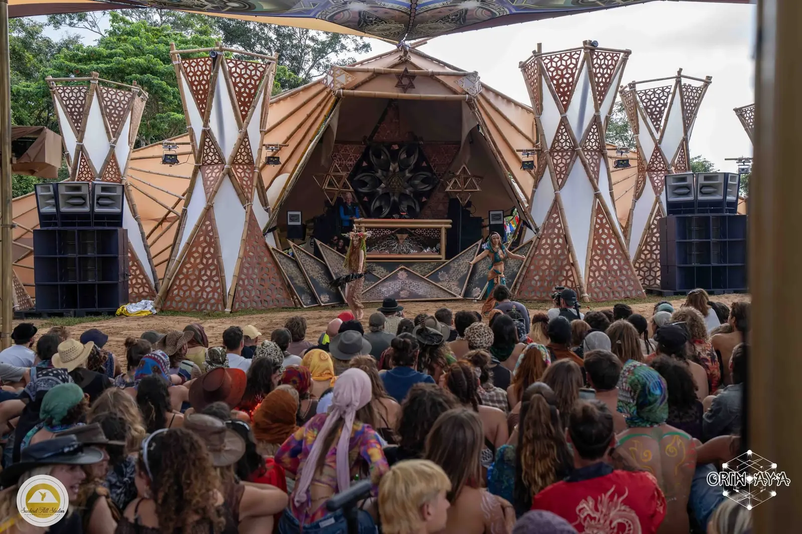 Orin Aya stage with Funktion-One speaker stacks